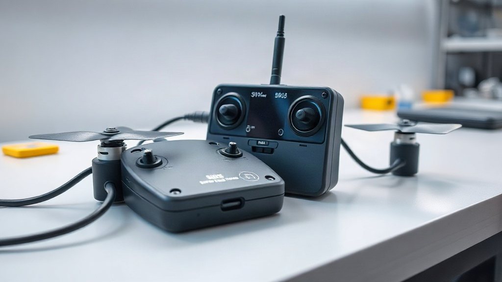 Flight controller connected to an SBUS receiver via a serial cable.
